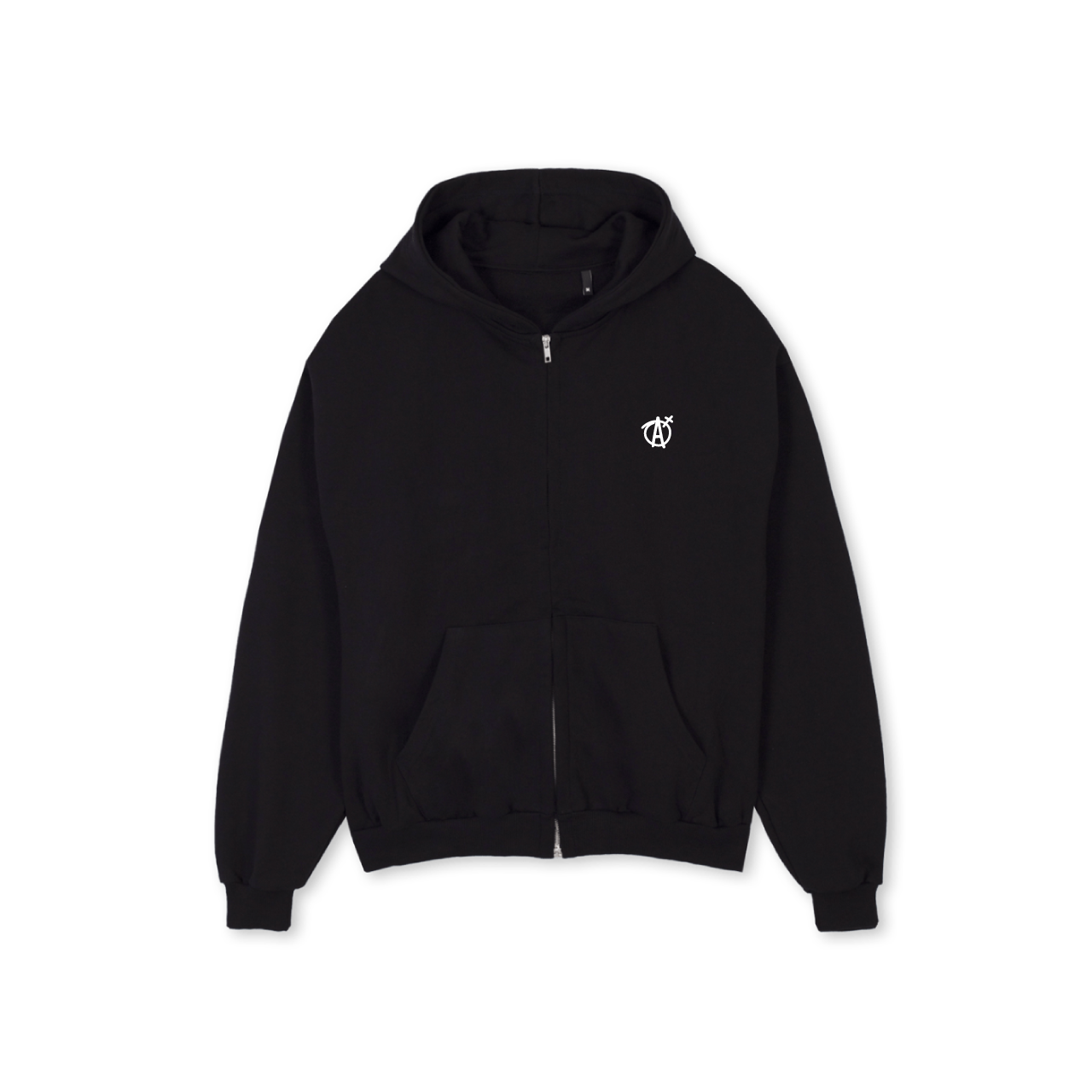 Logo Zip Hoodie Black
