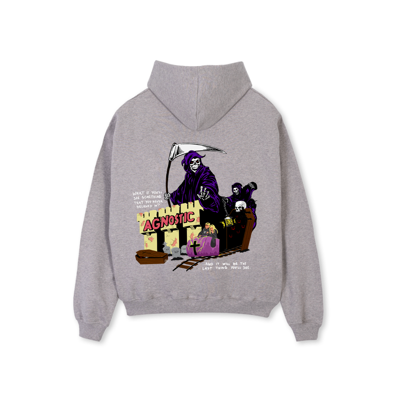 Death Ride Zip Hoodie Grey